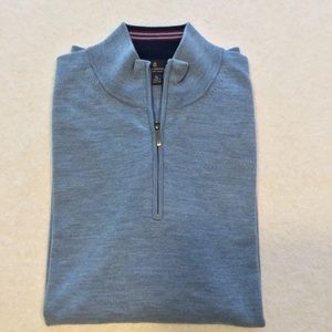 Brooks Brothers M XL LS extra fine merino wool 1/2 zip sweater, light blue